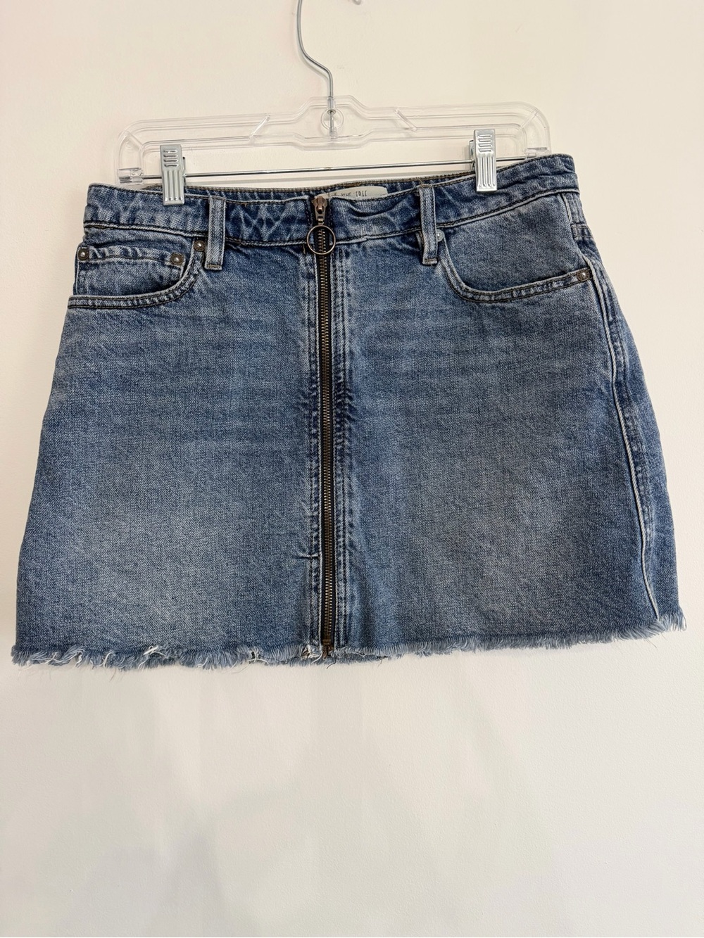 We The Free Blue Denim Zip-Front Mini Skirt size 29